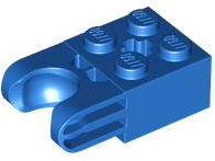 Technic Brick Special 2 x 2 with Ball Socket Wide and Axle Hole, No Arm Holes in Blue