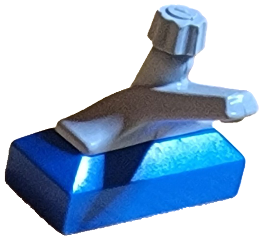 Tap 1 x 2 Base with Light Gray Spout in Blue