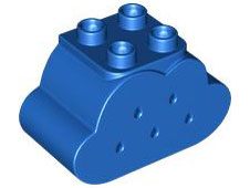 Duplo Brick 2 x 4 x 2 Cloud with Holes in Blue