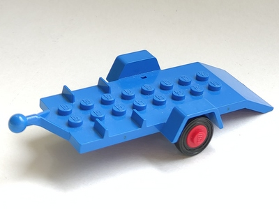 Vehicle Base, Trailer 4 x 8 Bed with Red Wheels in Blue