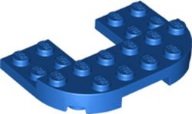 Plate Round Corners Double 4 x 6 with 2 x 2 Cutout and 2 x 6 Raised Studs in Blue