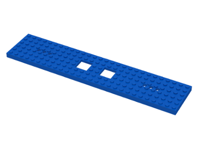 Vehicle Base, Train 6 x 28 with Two 2 x 2 Openings and 3 Round Holes Each End in Blue