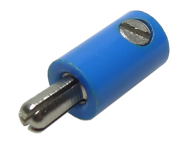 Electric Connector, 1 Way Male Rounded with Cross-Cut Pin (Banana Plug) in Blue