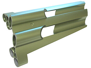 Technic Panel Fairing # 3 Large Long, Large Holes, Side A in Metallic Green