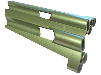 Technic Panel Fairing # 4 Large Long, Large Holes, Side B in Metallic Green