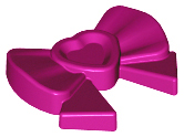 Headwear Accessory Bow with Heart, Long Ribbon and Pin in Magenta