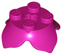Plant, Leaves, Round 2 x 2 x 2/3 with + Axle Hole and 4 Leaf Extensions in Magenta