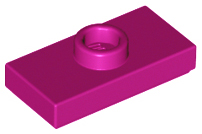 Plate Special 1 x 2 with 1 Stud with Groove and Inside Stud Holder (Jumper) in Magenta