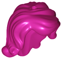 Hair Long Wavy, Right Side Part, with Short Sides, 2 Holes - 1 each on Top and Side (Ariel) in Magenta