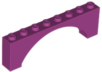 Brick Arch 1 x 8 x 2 Raised in Magenta