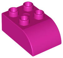 Duplo Brick 2 x 3 with Curved Top in Magenta