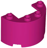 Cylinder Half 2 x 4 x 2 with 1 x 2 Cutout in Magenta