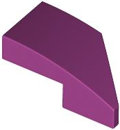 Brick Wedged, Curved 2 x 1 with Stud Notch Left in Magenta