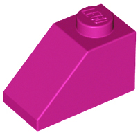 Brick Sloped 45° 2 x 1 with Bottom Pin in Magenta