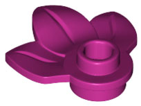 Plant, Plate 1 x 1 Round with 3 Leaves in Magenta