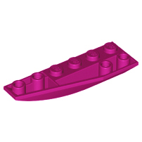 Brick Wedged, Curved Inverted 6 x 2 Left in Magenta