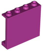 Panel 1 x 4 x 3 [Side Supports / Hollow Studs] in Magenta