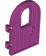 Door 1 x 4 x 6 Round Top with Window and Keyhole, Reinforced Edge in Magenta