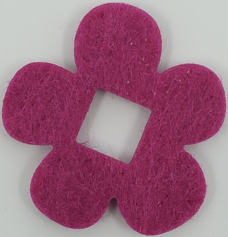 Flower, Felt 4 x 4 with Square Hole in Magenta