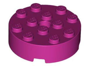 Brick Round 4 x 4 Centre Hole in Magenta