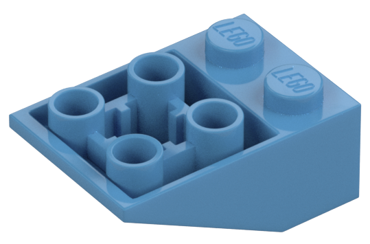 Brick Sloped Inverted 33° 3 x 2, Connections between Studs, Ovoid Bottom Pin in Maersk Blue