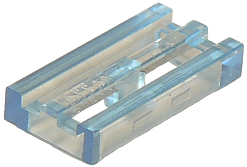 Tile Special 1 x 2 Grille with Bottom Groove in Trans-Medium Blue