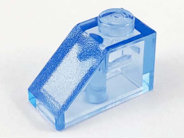 Brick Sloped 45° 2 x 1 with Bottom Pin in Trans-Medium Blue