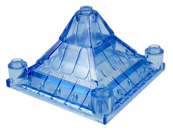 Roof Piece 6 x 6 x 3 Peaked in Trans-Medium Blue