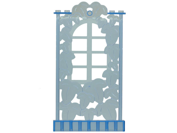 Belville, Wall, 1 x 8 x 12 with Ivy and Window in Trans-Medium Blue