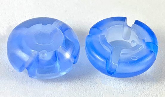 Clikits Icon, Round 2 x 2 Small with Hole [Frosted] in Trans-Medium Blue