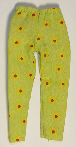 Scala, Trousers / Pants with Red Dots in Yellow Flowers Print in Medium Lime