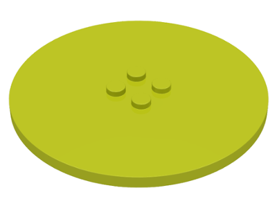 Plate Special Round 8 x 8 with 2 x 2 Center Studs with Groove in Medium Lime