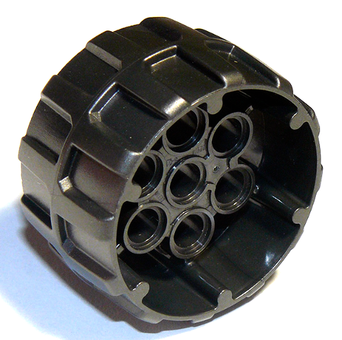 Wheel Hard Plastic, Treaded with 7 Pin Holes (37mm D. x 22mm) in Pearl Dark Gray