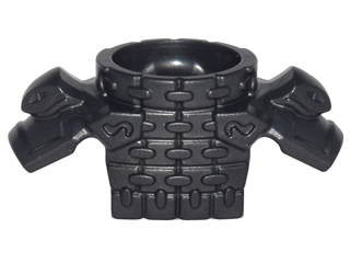 Minifig Neckwear Armour Breastplate with Round Collar, Chain Mail, Shoulder Pads with Snake Heads and 1 Stud on Back in Pearl Dark Gray