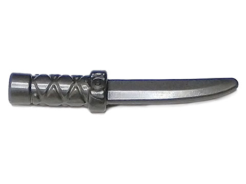 Weapon Dagger / Knife with Flat Hilt End and Curved Blade, Cross Hatched Grip in Pearl Dark Gray