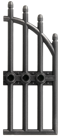 Gate 1 x 4 x 9 Arched with Bars and Three Studs in Pearl Dark Gray