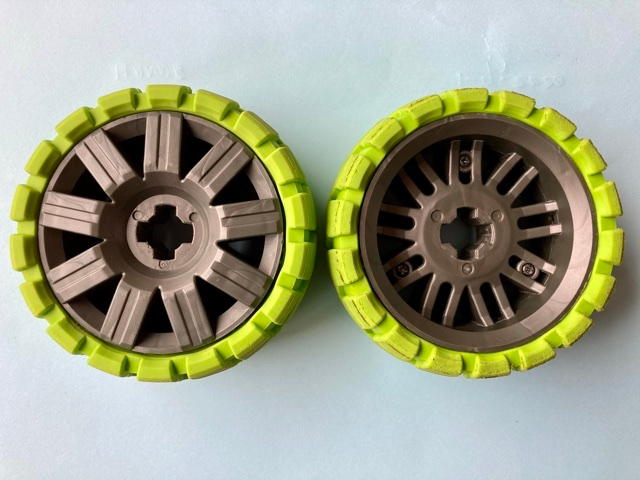 Wheel 72 x 34 with Lime Tire 94 x 40 Balloon Offset Tread in Pearl Dark Gray