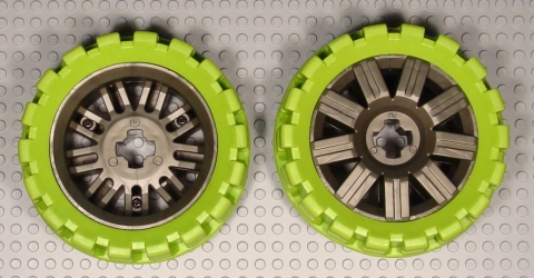 Wheel 72 x 34 with Lime Tire 100 x 48 Balloon Offset Tread in Pearl Dark Gray