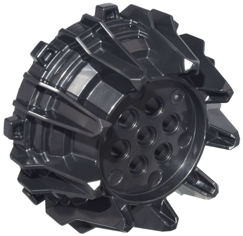 Wheel Hard Plastic with Small Cleats and Flanges in Pearl Dark Gray