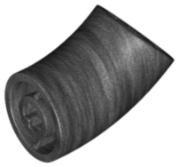 Brick Round 2 x 2 D. Tube with 45° Elbow and Axle Holes (Crossholes) at Each End [SHORT] in Pearl Dark Gray