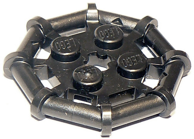 Plate Special 2 x 2 with Bar Frame Octagonal, Reinforced, Completely Round Studs in Pearl Dark Gray