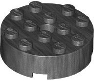 Brick Round 4 x 4 Centre Hole in Pearl Dark Gray