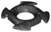 Ring 4 x 4 with 2 x 2 Opening and 4 Arrow Ends (Ninjago Spinner Crown) in Pearl Dark Gray