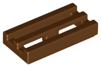 Tile Special 1 x 2 Grille with Bottom Groove in Brown
