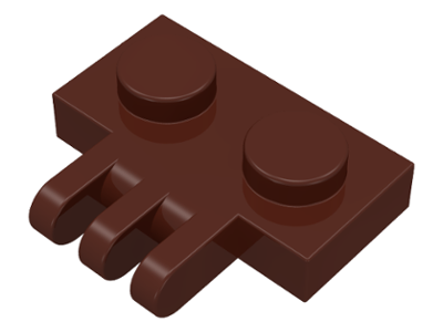 Hinge Plate 1 x 2 with 3 Fingers On Side in Brown