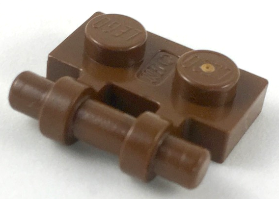 Plate Special 1 x 2 Side Handle [Free Ends] in Brown