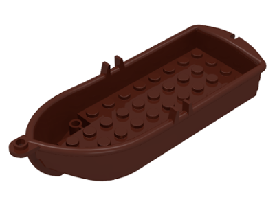 Boat / Rowing Boat 14 x 5 x 2 with Oarlocks [2 Hollow Inside Studs] in Brown