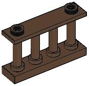 Fence Spindled 1 x 4 x 2 [2 Top Studs] in Brown