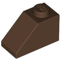 Brick Sloped 45° 2 x 1 with Bottom Pin in Brown