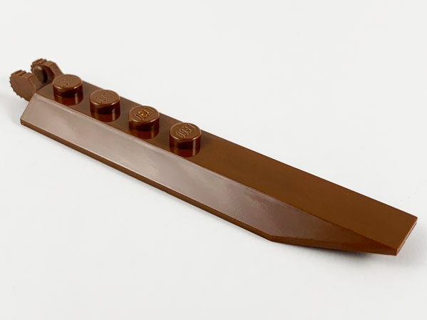 Hinge Plate 1 x 8 Locking with Angled Side Extensions, Rounded Plate Underside, 9 Teeth in Brown